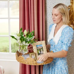 Round Rattan Scalloped Tray|Mrs. Alice