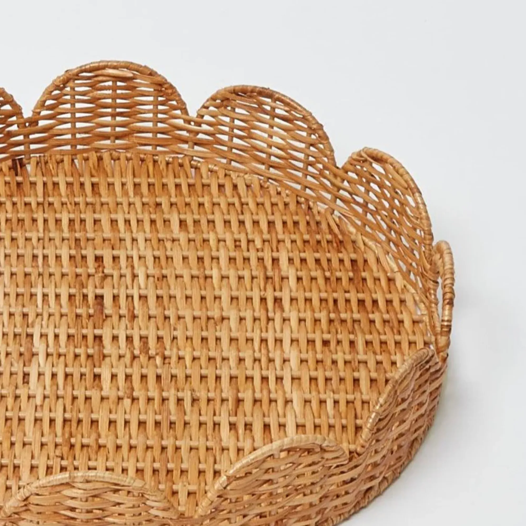 Round Rattan Scalloped Tray|Mrs. Alice