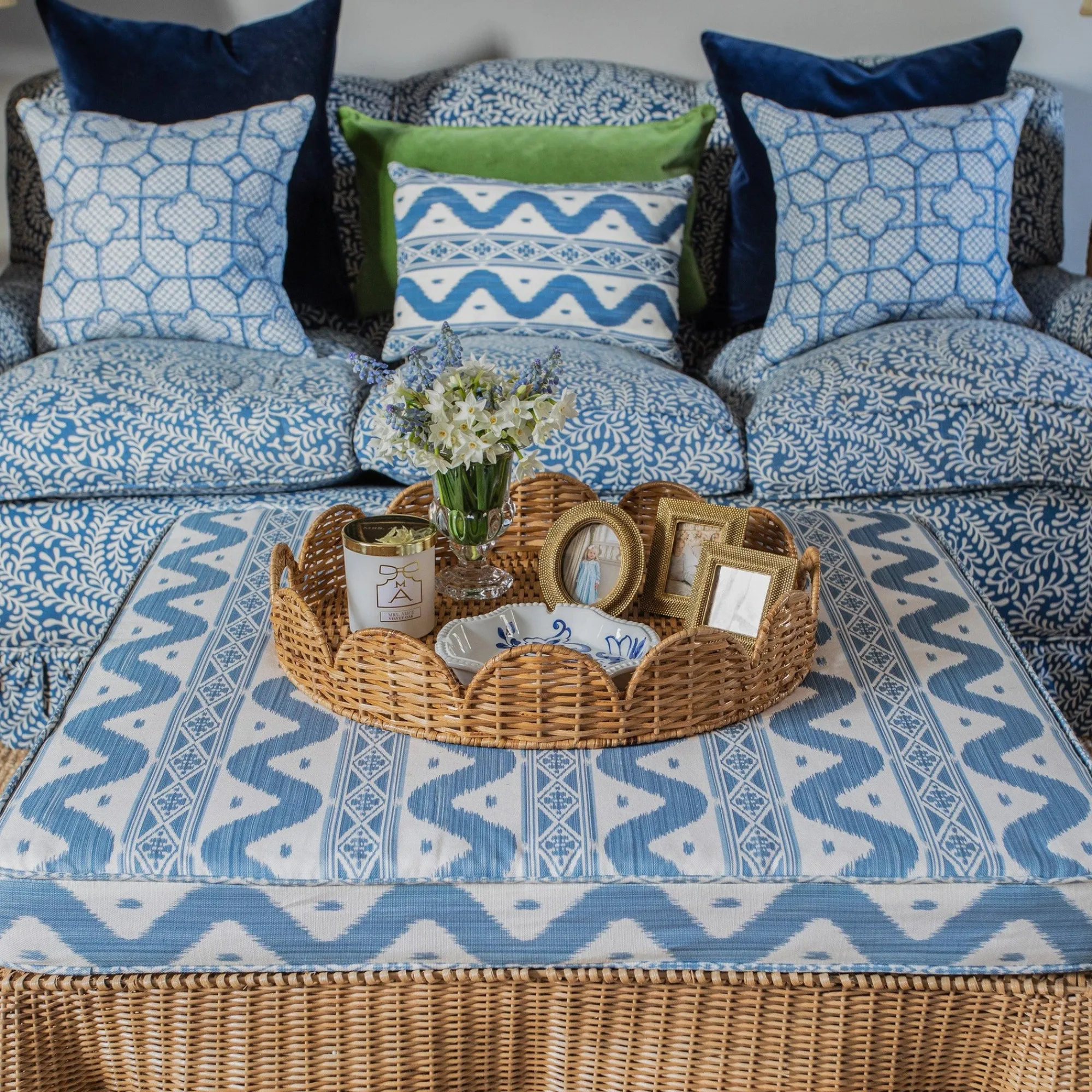 Round Rattan Scalloped Tray|Mrs. Alice