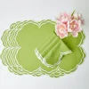 Serena Apple Green Scalloped Napkins (Set Of 4)|Mrs. Alice Clearance