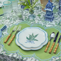 Serena Apple Green With Blue Placemats (Set Of 4)|Mrs. Alice Discount