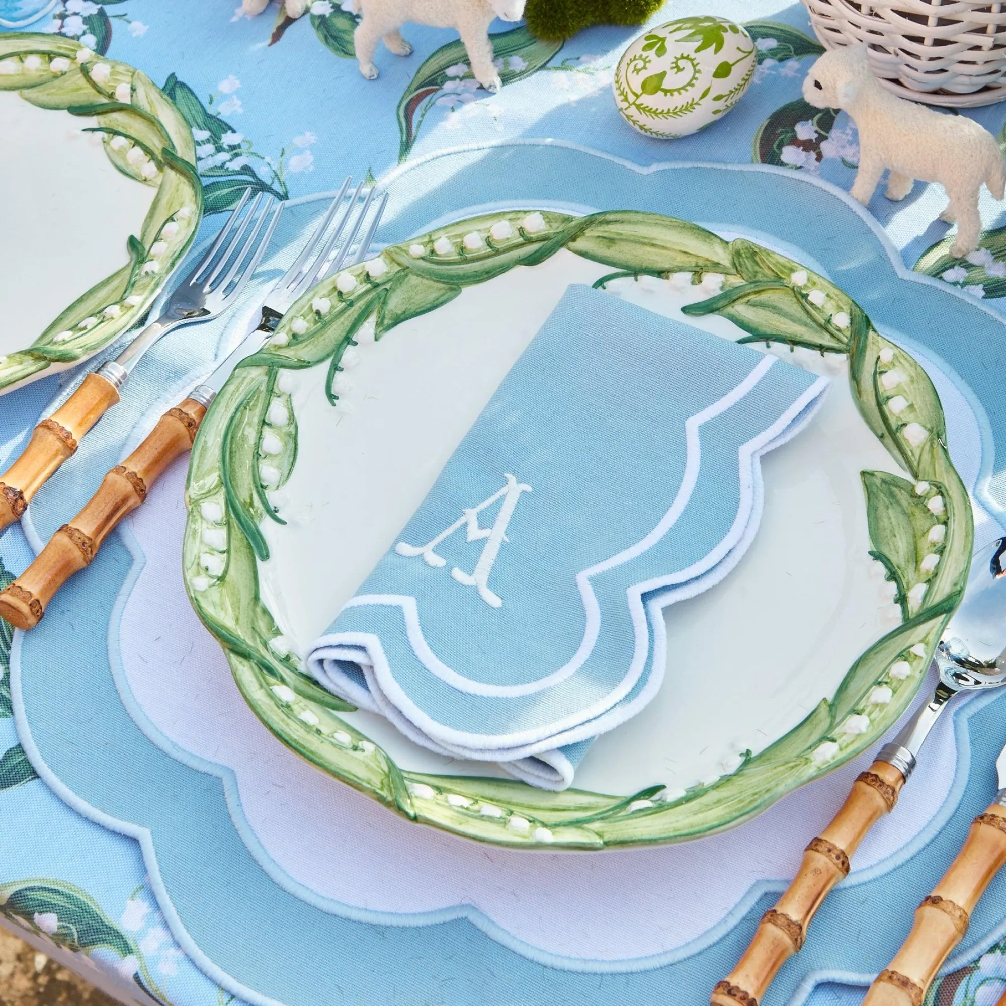 Serena Applique Blue Napkins (Set Of 4)|Mrs. Alice Discount