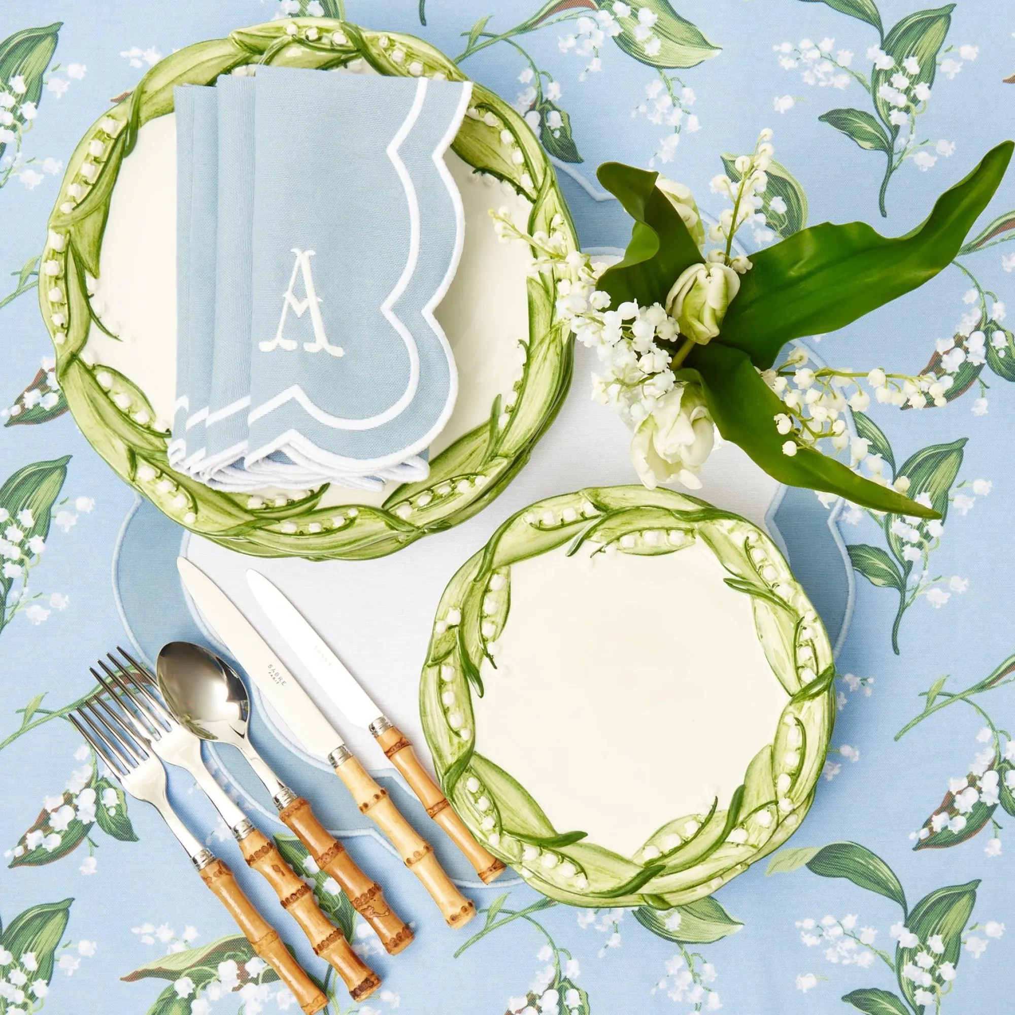 Serena Applique Blue Napkins (Set Of 4)|Mrs. Alice Discount