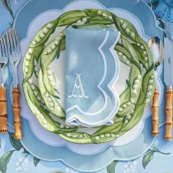 Serena Applique Blue Napkins (Set Of 4)|Mrs. Alice Discount
