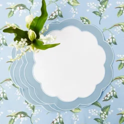 Serena Applique Blue Placemats (Set Of 4)|Mrs. Alice Clearance