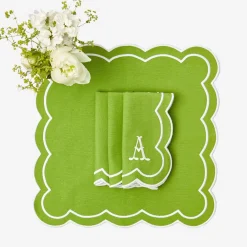 Serena Applique Green Napkins (Set Of 4)|Mrs. Alice