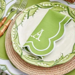 Serena Applique Green Napkins (Set Of 4)|Mrs. Alice