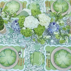 Serena Applique Green Placemats & Napkins (Set Of 4)|Mrs. Alice Best