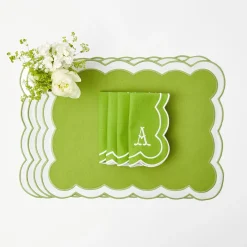 Serena Applique Green Placemats (Set Of 4)|Mrs. Alice Outlet