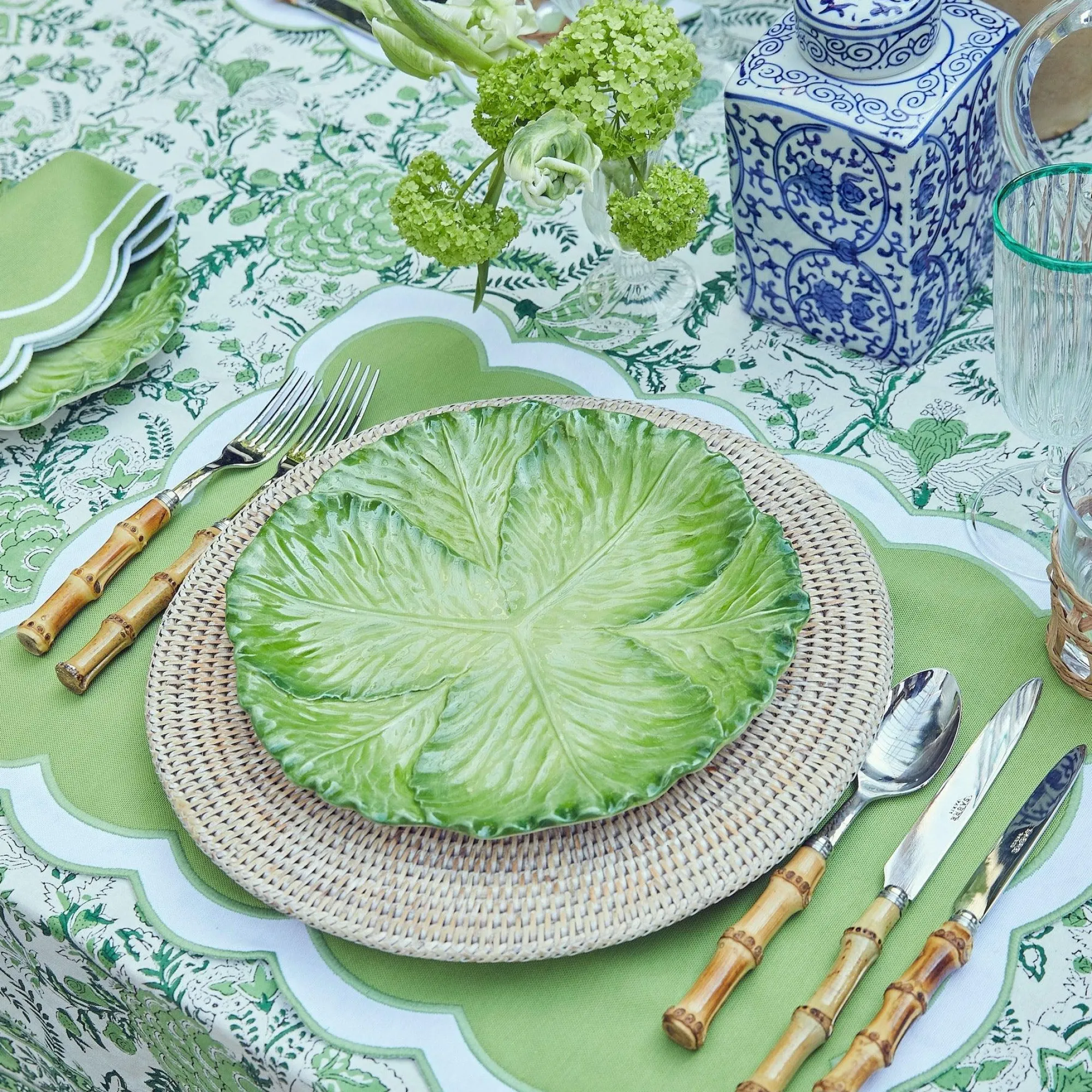 Serena Green Cabbage Dinner Plate (Set Of 4)|Mrs. Alice Sale