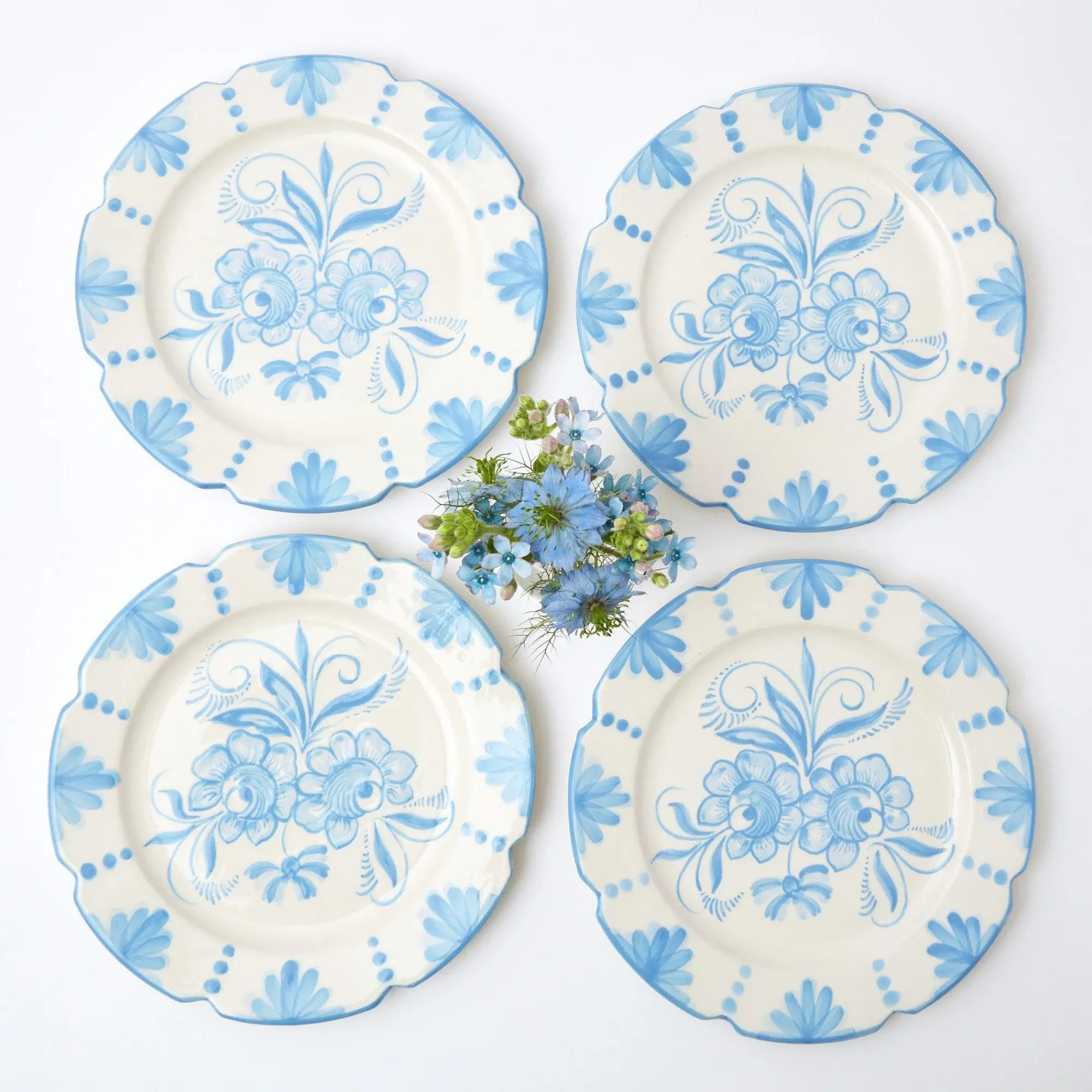 Seville Blue Gardenia Dinner Plate (Set Of 4)|Mrs. Alice