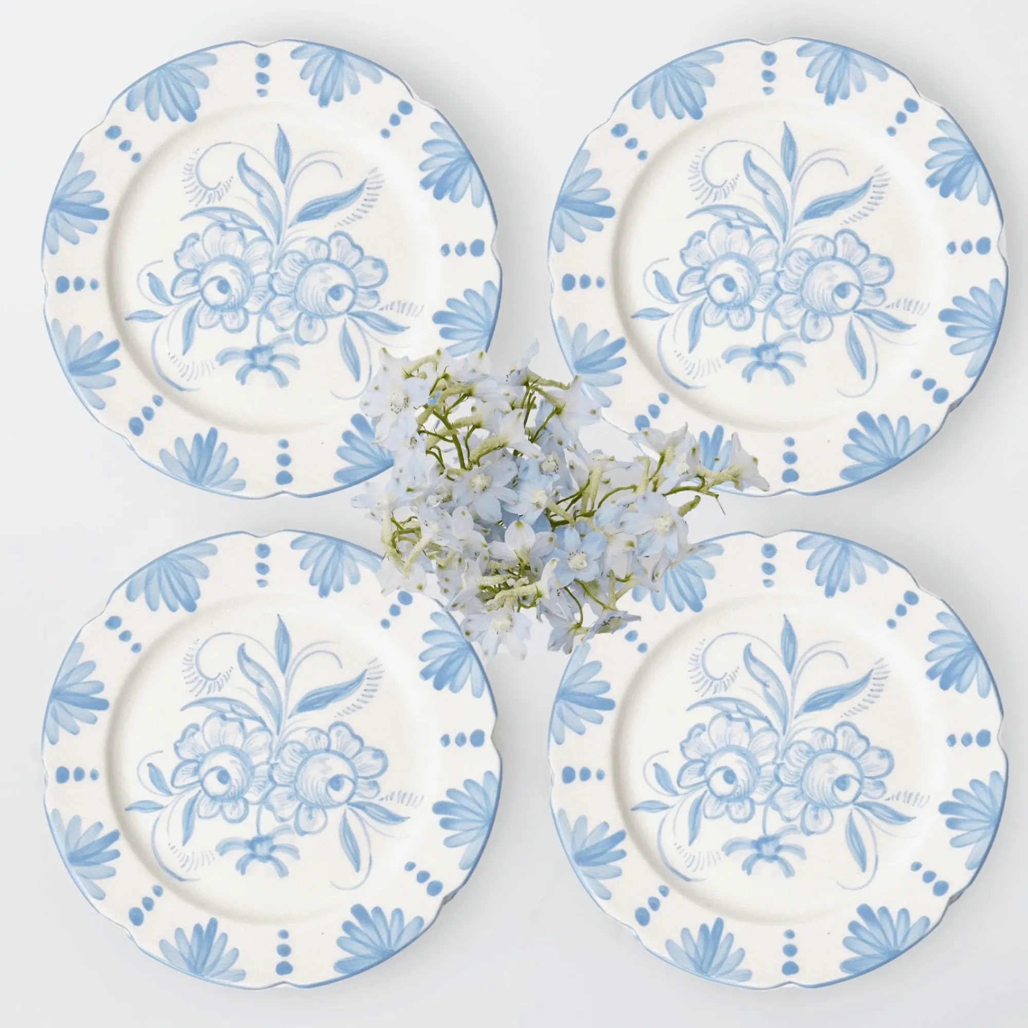 Seville Blue Gardenia Dinner Plate (Set Of 4)|Mrs. Alice