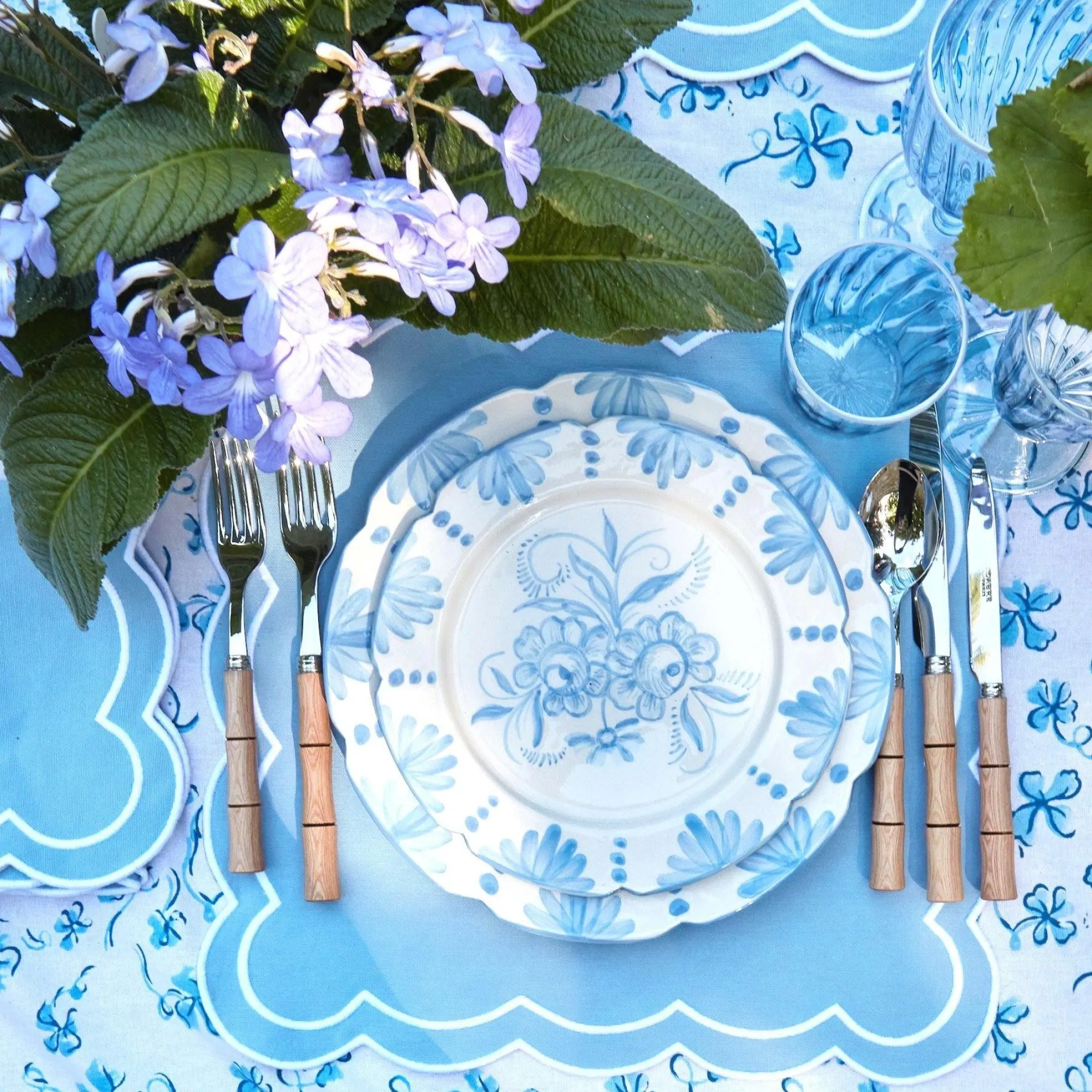 Seville Blue Gardenia Starter Plate (Set Of 4)|Mrs. Alice