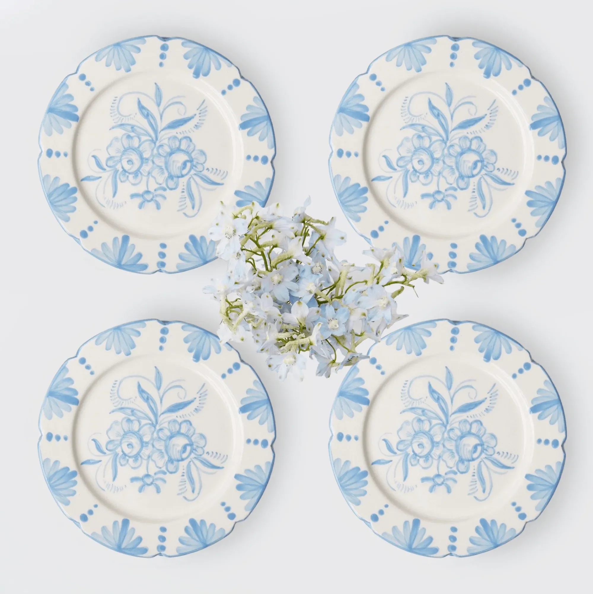 Seville Blue Gardenia Starter Plate (Set Of 4)|Mrs. Alice