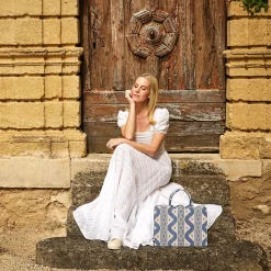 Small Tote Bag (Blue Ikat)|Mrs. Alice