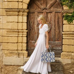 Small Tote Bag (Blue Ikat)|Mrs. Alice