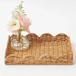 Small Scalloped Rattan Tray|Mrs. Alice Discount