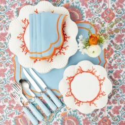 Sylvie Blue & Orange Napkins (Set Of 4)|Mrs. Alice Clearance
