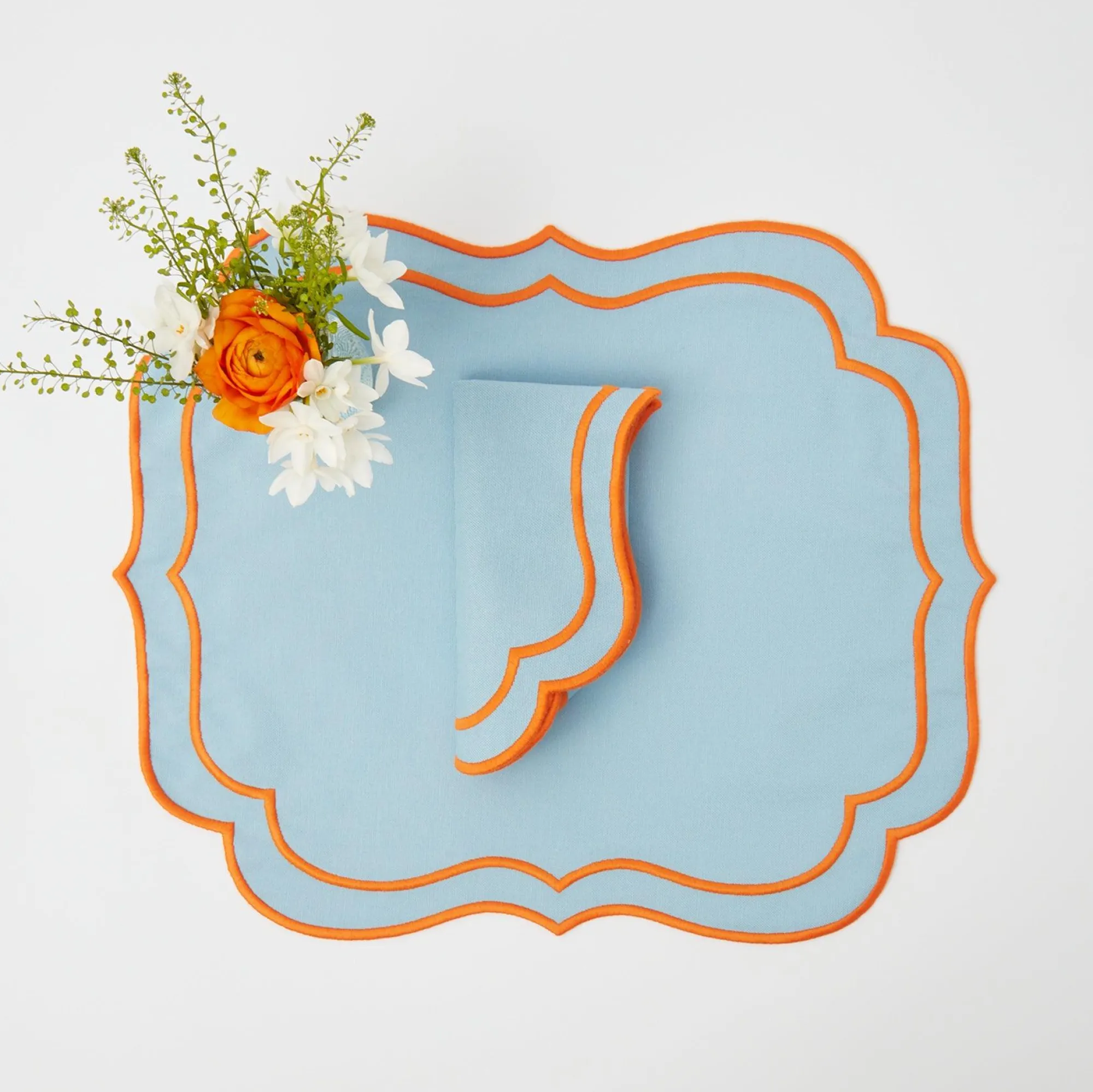 Sylvie Blue & Orange Placemats (Set Of 4)|Mrs. Alice