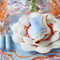 Sylvie Blue And Orange Placemats & Napkins (Set Of 4)|Mrs. Alice Sale