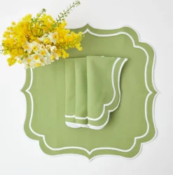 Sylvie Green Embroidered Napkins (Set Of 4)|Mrs. Alice Discount