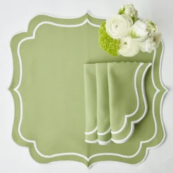 Sylvie Green Embroidered Napkins (Set Of 4)|Mrs. Alice Discount