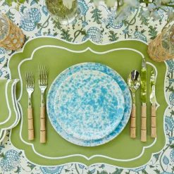 Sylvie Green Embroidered Placemats (Set Of 4)|Mrs. Alice Outlet
