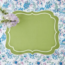 Sylvie Green Embroidered Placemats (Set Of 4)|Mrs. Alice Outlet