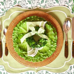 Sylvie Green Embroidered Placemats & Napkins (Set Of 4)|Mrs. Alice Discount