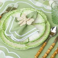 Sylvie Green Embroidered Placemats & Napkins (Set Of 4)|Mrs. Alice Discount