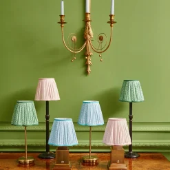 Tall Rechargeable Lamp With Baby Blue Lotus Lampshade|Mrs. Alice Hot