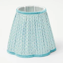Tall Rechargeable Lamp With Baby Blue Lotus Lampshade|Mrs. Alice Hot