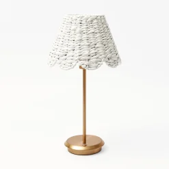 Tall Rechargeable Lamp With White Seagrass Lampshade|Mrs. Alice New