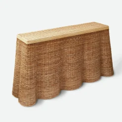 Vivienne Rattan Scalloped Console Table|Mrs. Alice Outlet