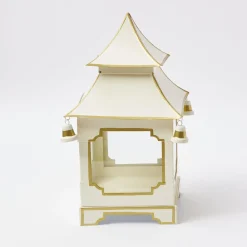 White & Gold Pagoda Lantern|Mrs. Alice Discount