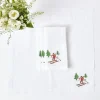 White Embroidered Skier Napkins (Set Of 4)|Mrs. Alice Outlet