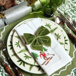 White Embroidered Skier Napkins (Set Of 4)|Mrs. Alice Outlet