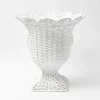 White Liliana Scalloped Rattan Urn|Mrs. Alice Best
