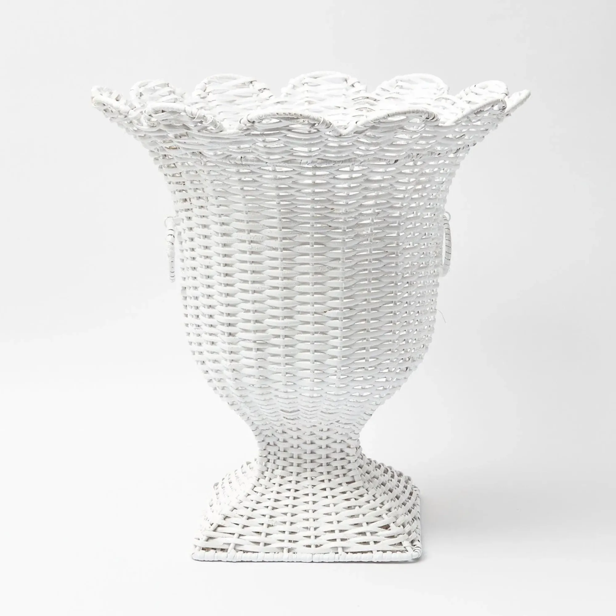White Liliana Scalloped Rattan Urn|Mrs. Alice New