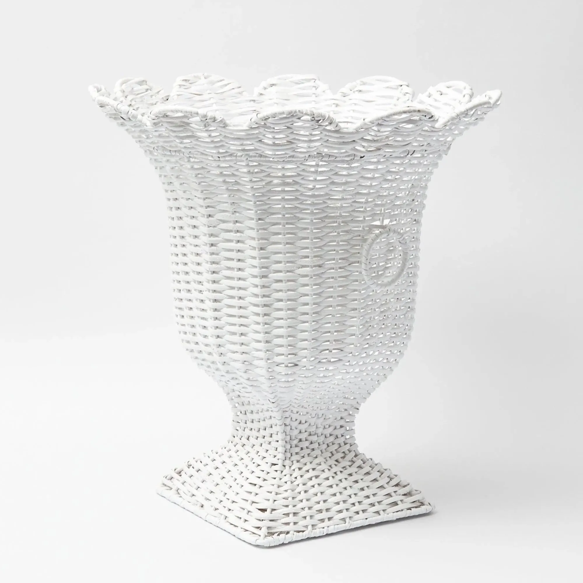 White Liliana Scalloped Rattan Urn|Mrs. Alice New