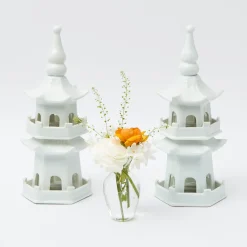 White Porcelain Pagodas (Pair)|Mrs. Alice Sale