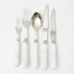 White Rattan Cutlery (5 Piece)|Mrs. Alice Outlet