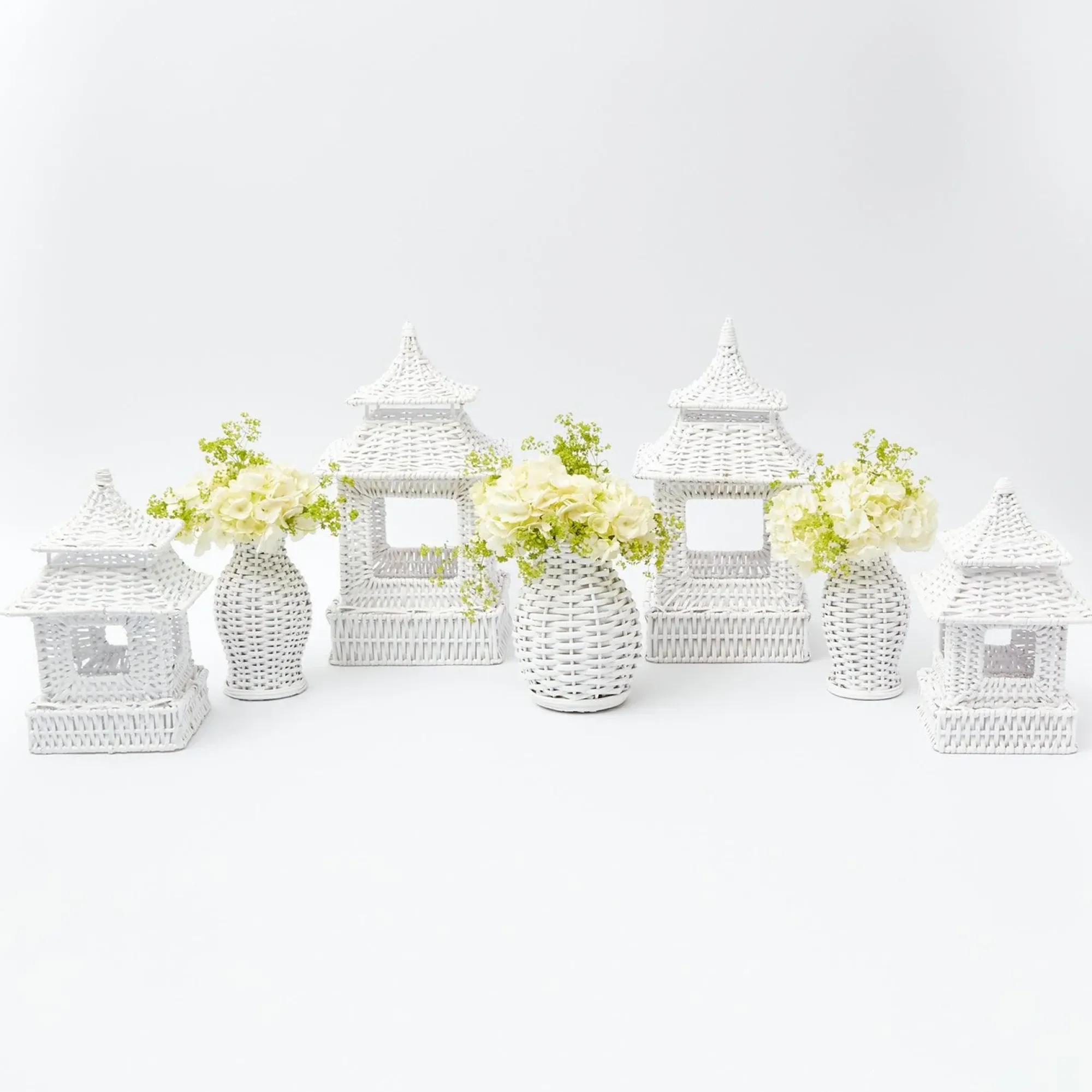 White Rattan Decoration Set|Mrs. Alice Outlet