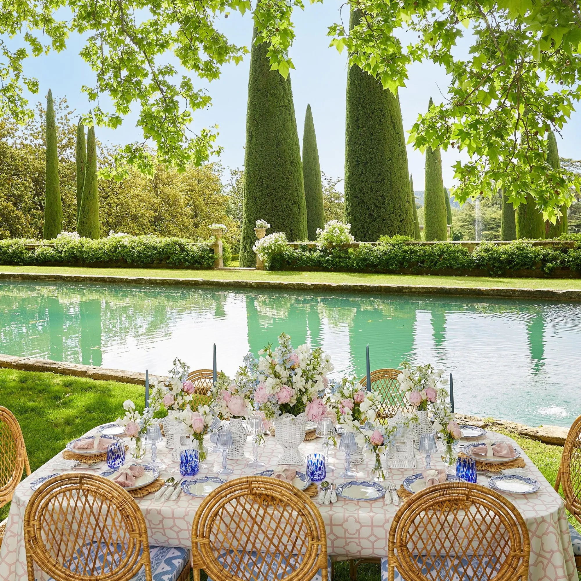 White Rattan Pagoda & Urn Vase Set|Mrs. Alice