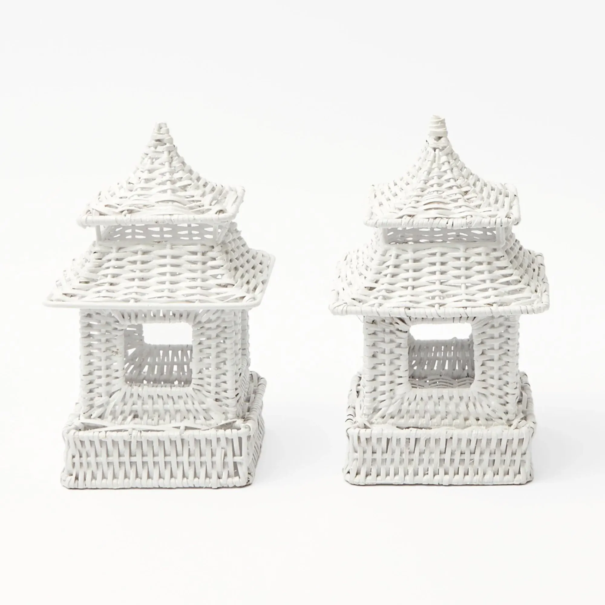 White Rattan Pagoda & Urn Vase Set|Mrs. Alice Sale