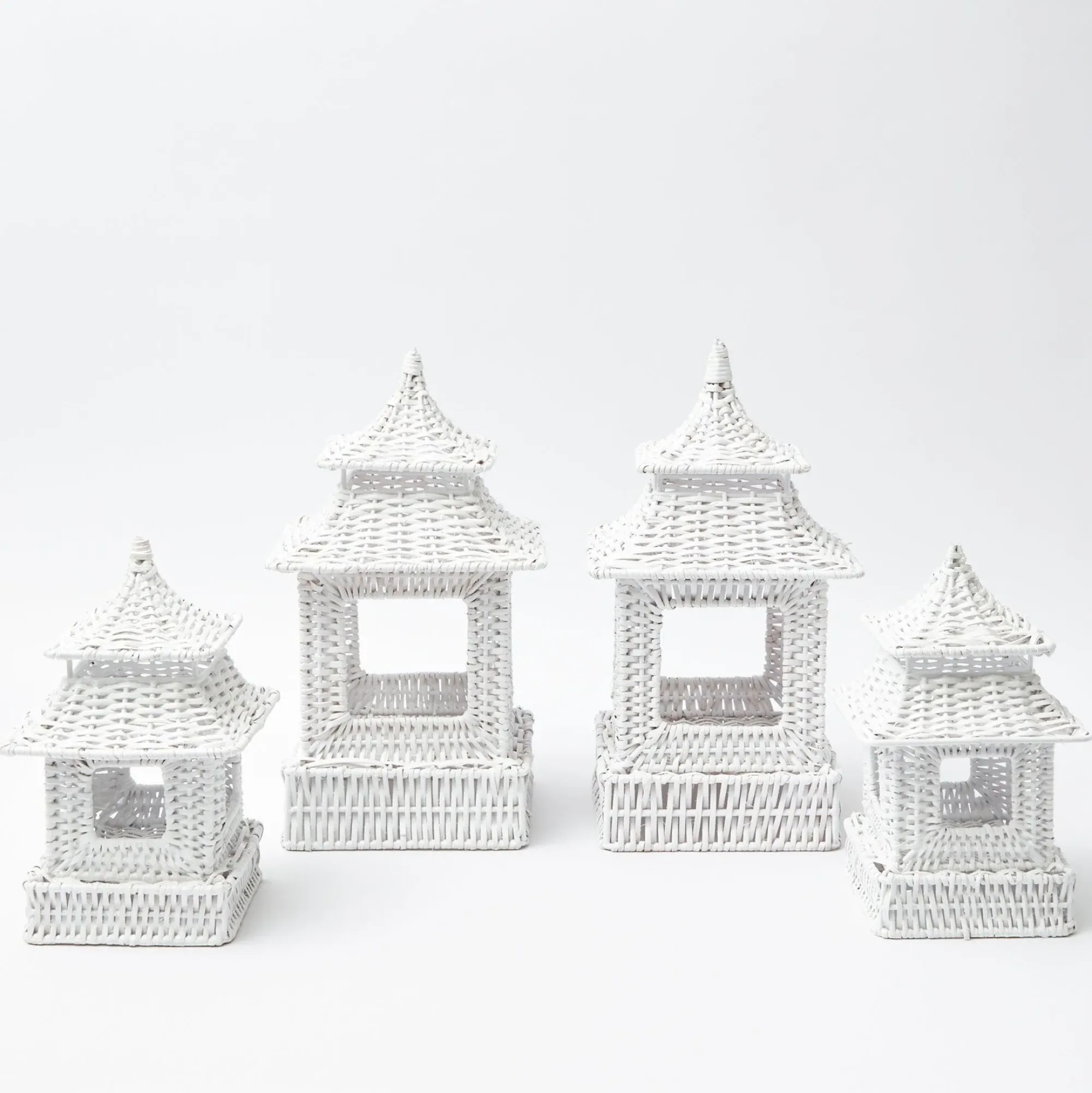 White Rattan Pagoda Lantern Set|Mrs. Alice Best