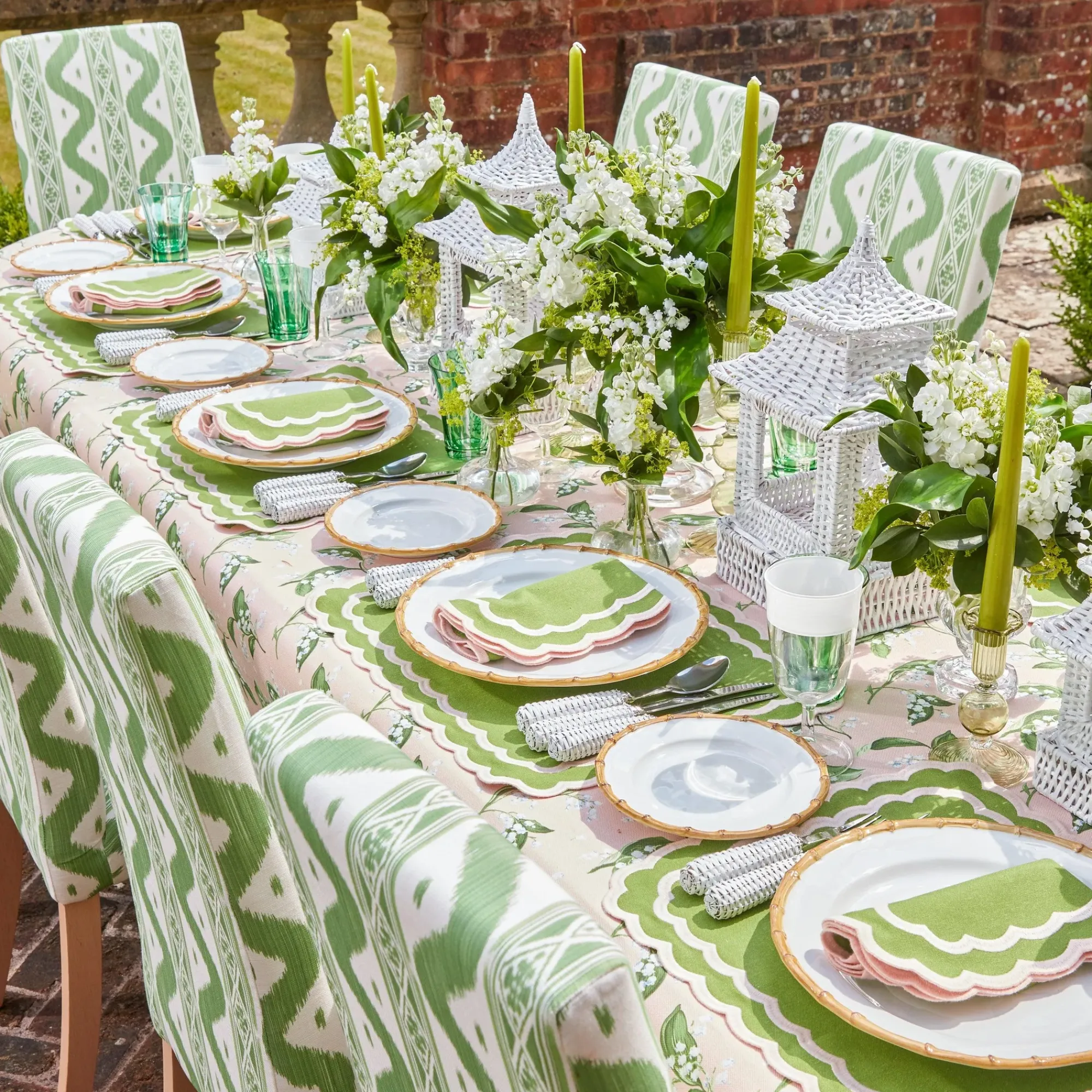 White Rattan Pagoda Lantern Set|Mrs. Alice Best