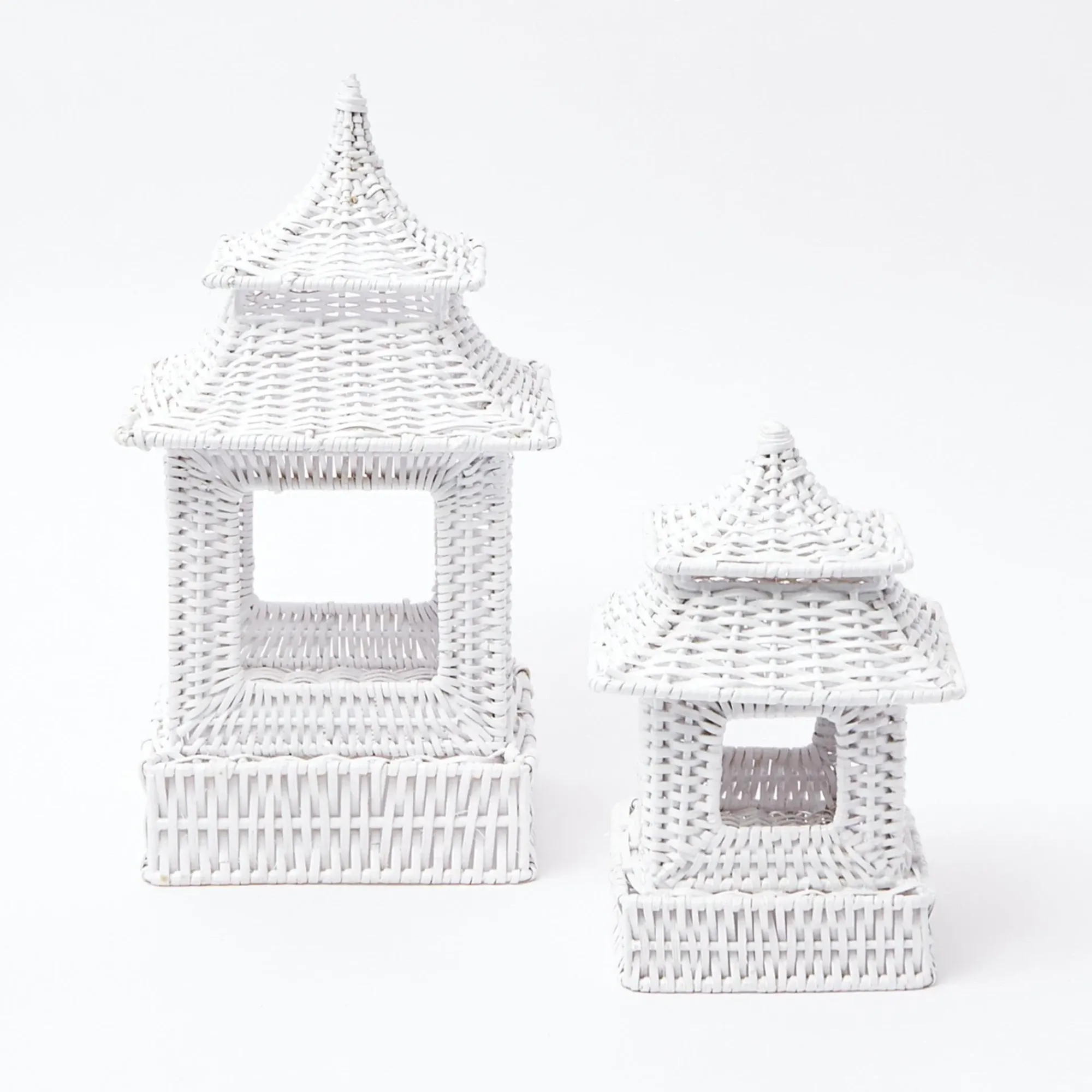 White Rattan Pagoda Lantern Set|Mrs. Alice Best