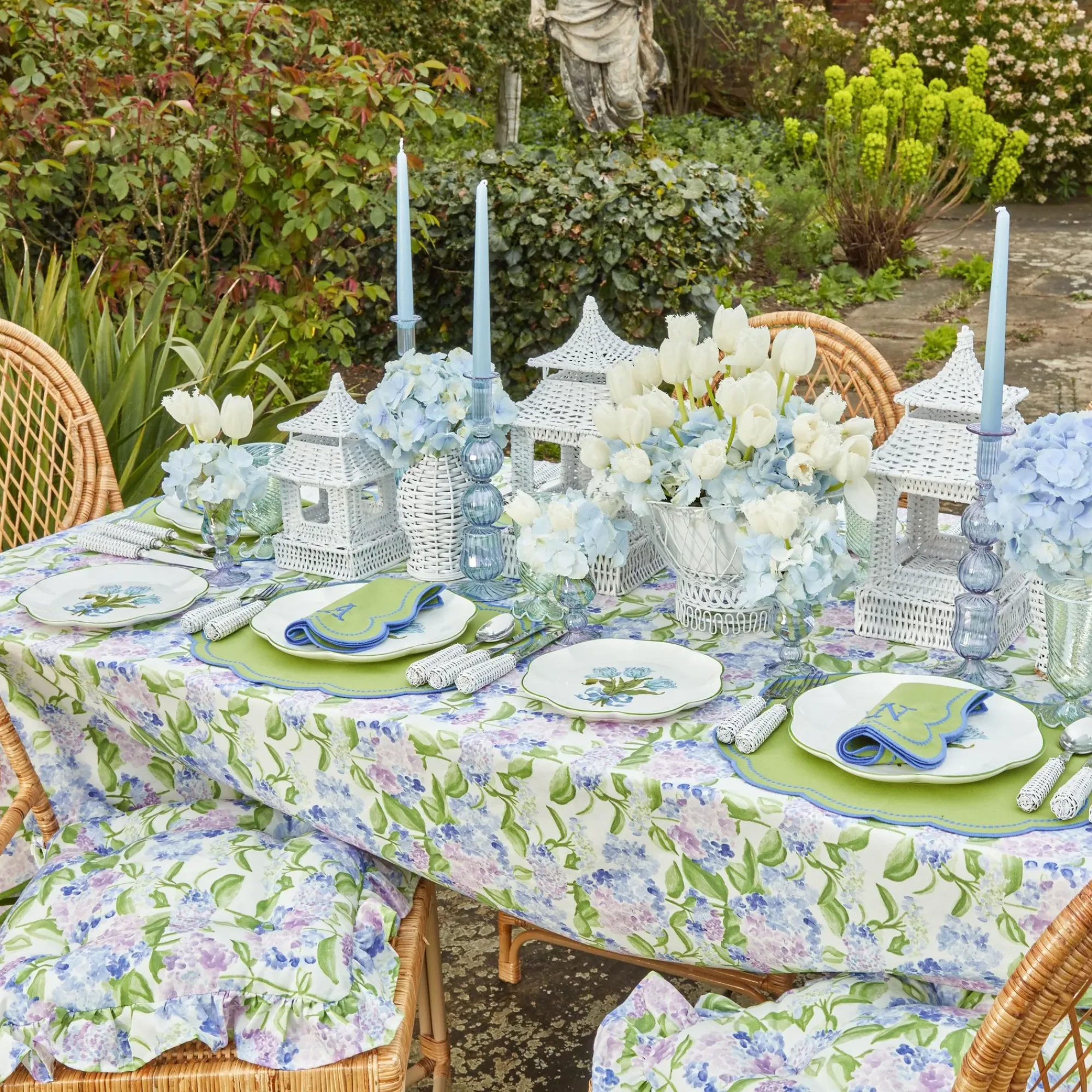 White Rattan Pagoda Lantern Set|Mrs. Alice Best