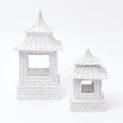White Rattan Pagoda Lantern Set|Mrs. Alice Discount